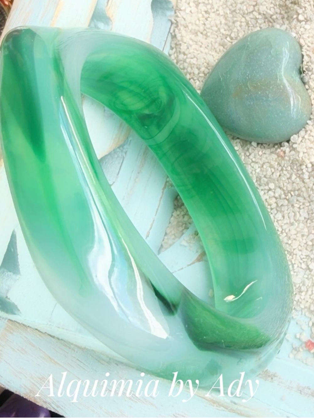 Alquimia Green Resin Bangle Bracelet